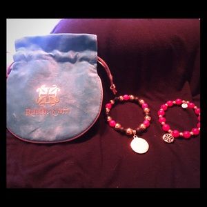 Red, black and gold Rustic cuff bracelets